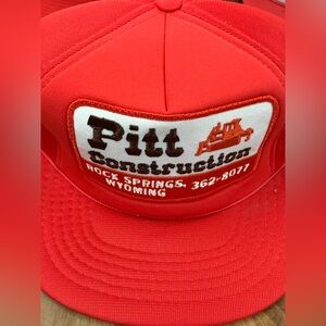 Vintage Pitt Construction Rock Springs Wyoming SNAPBACK TRUCKER HAT 80’s Patch